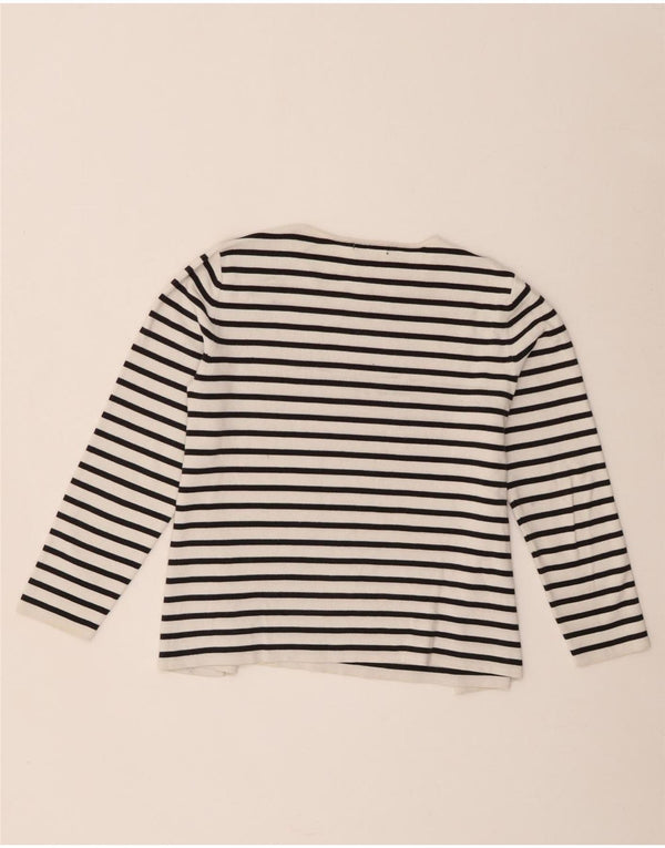 Cos Womens Crop Top Manga Longa Reino Unido 10 Pequeno Algodão Listrado Branco