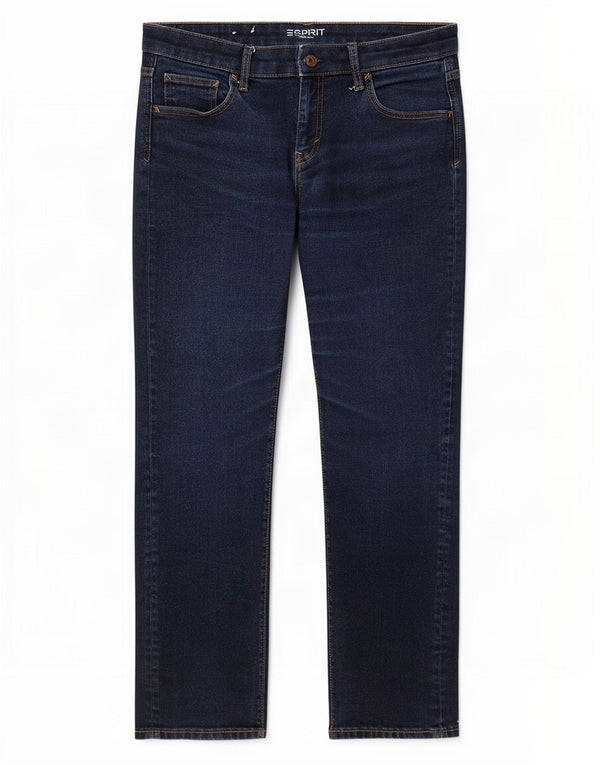Calça jeans reta feminina Esprit W30 L30 azul marinho algodão