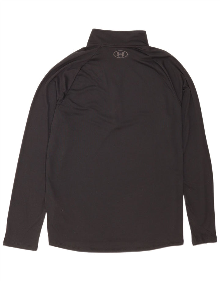 Under Armour Mens Zip Neck Top Manga Longa Grande Poliéster Preto