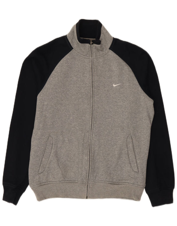 Nike Mens Tracksuit Top Jacket UK 38/40 Cinza Médio Colourblock Algodão