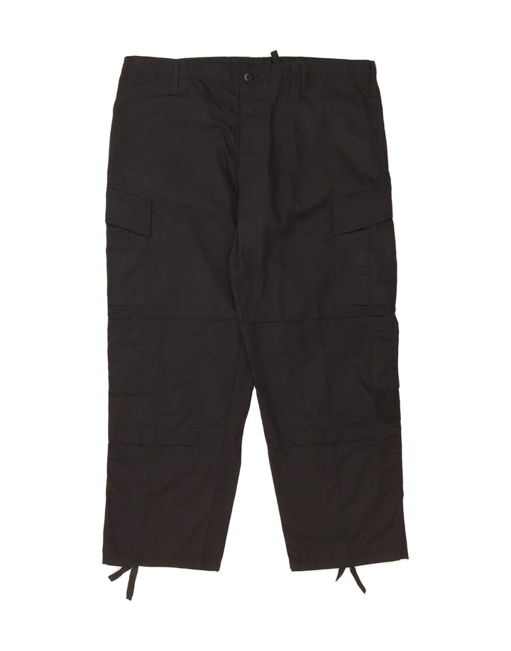 VINTAGE Mens Straight Cargo Trousers XL W43 L29 Black Cotton Vintage Vintage and Second-Hand Vintage from Messina Hembry 
