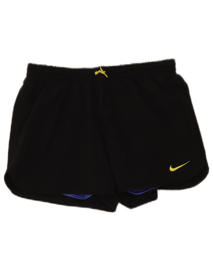 Shorts esportivos femininos NIKE UK 8/10 pequeno poliéster preto