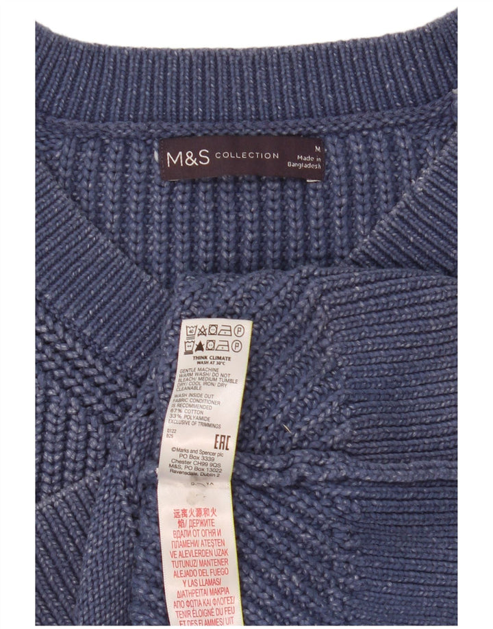 Suéter feminino Marks & Spencer com decote em V Reino Unido 14 algodão azul médio