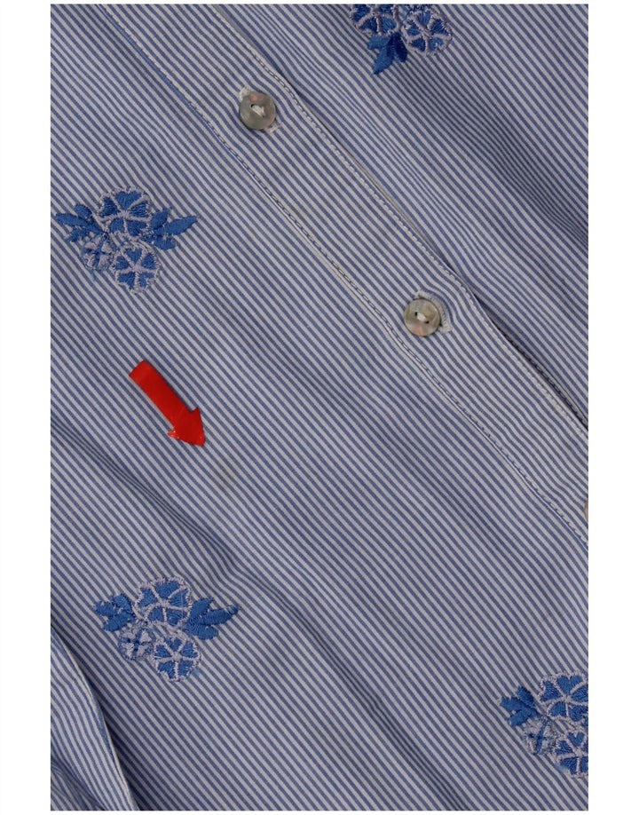 Camisa feminina Monsoon UK 8 pequena algodão floral azul