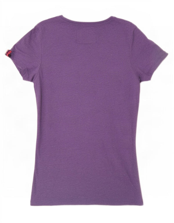 Camiseta gráfica feminina Superdry UK 6 XS roxo poliéster