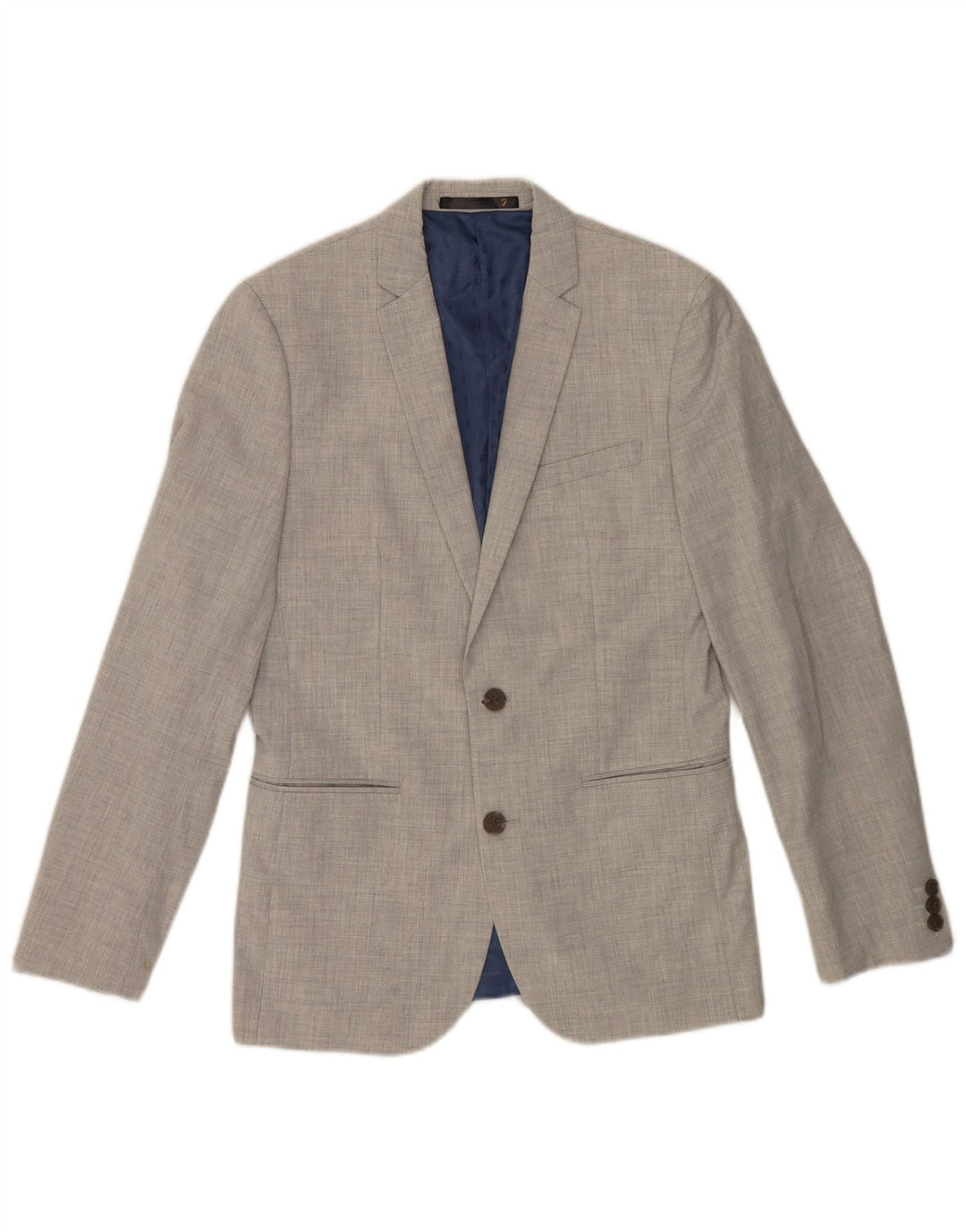 Jaqueta blazer masculina Farah com 2 botões Reino Unido 36 poliéster cinza pequeno