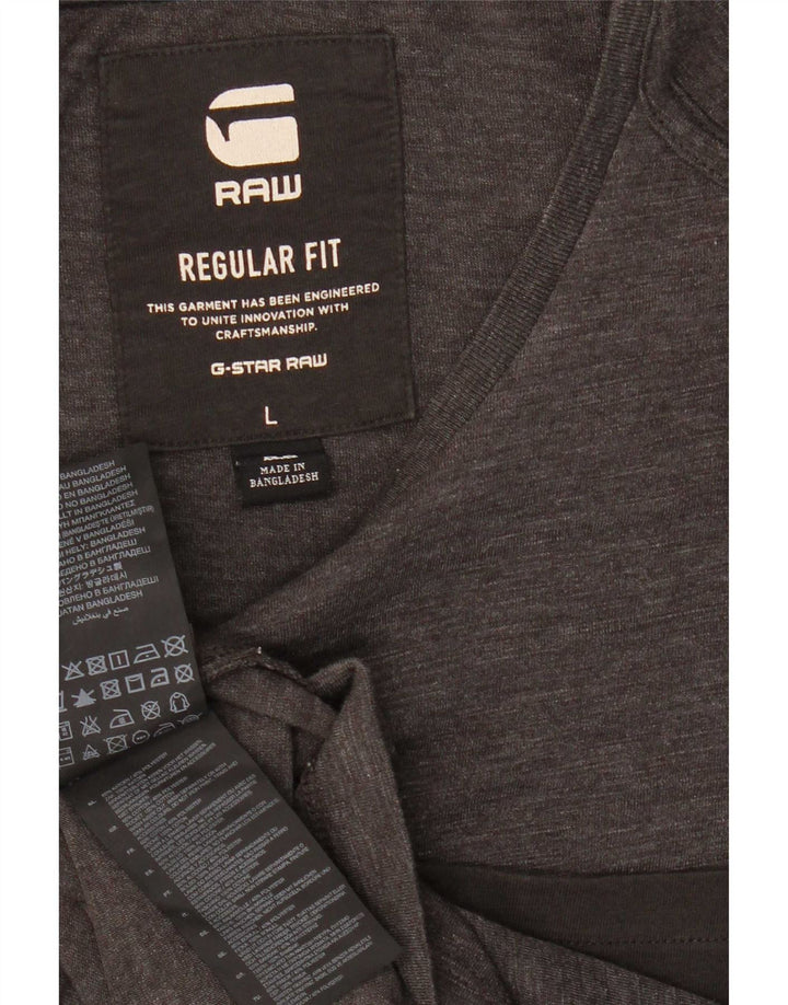 Camiseta masculina G-Star Regular Fit Top Grande Algodão Cinza