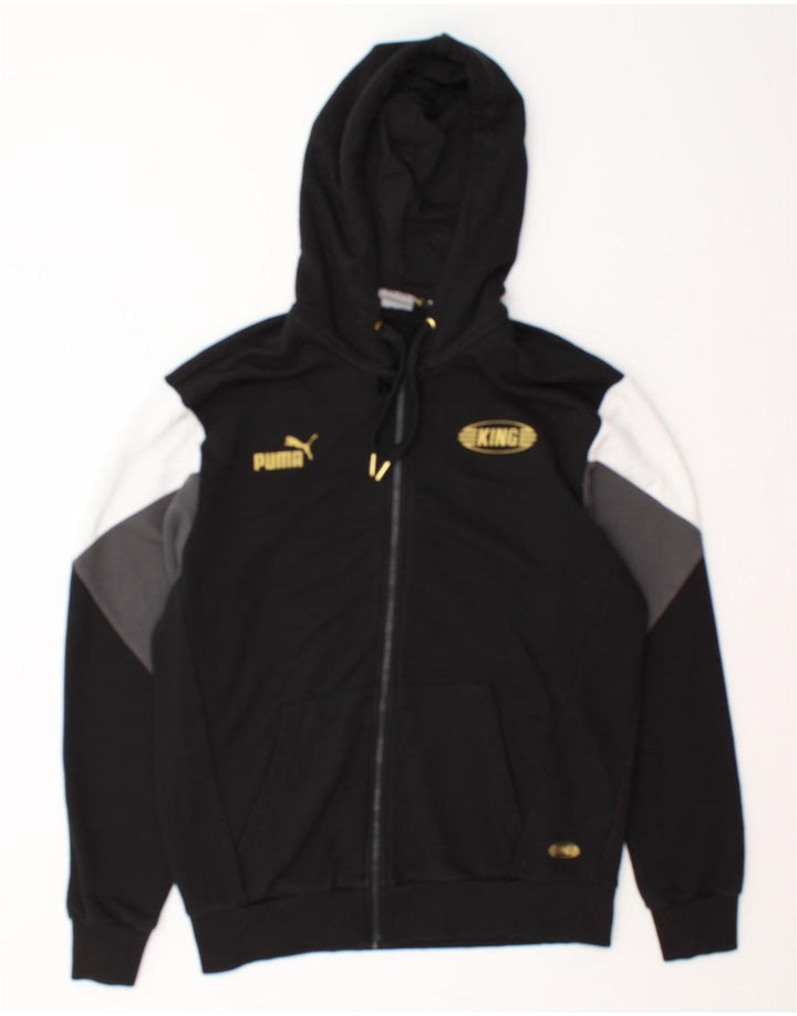 PUMA Mens Zip Hoodie Sweater Medium Black Colourblock Cotton Vintage Puma and Second-Hand Puma from Messina Hembry 