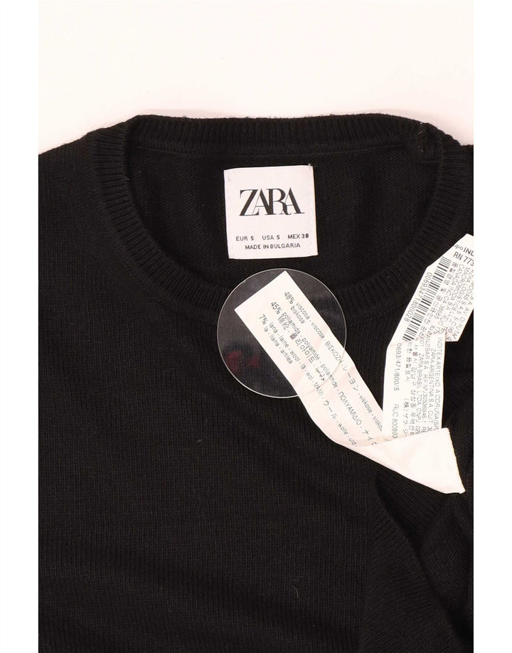 Zara Suéter masculino com gola redonda e viscose preta pequena