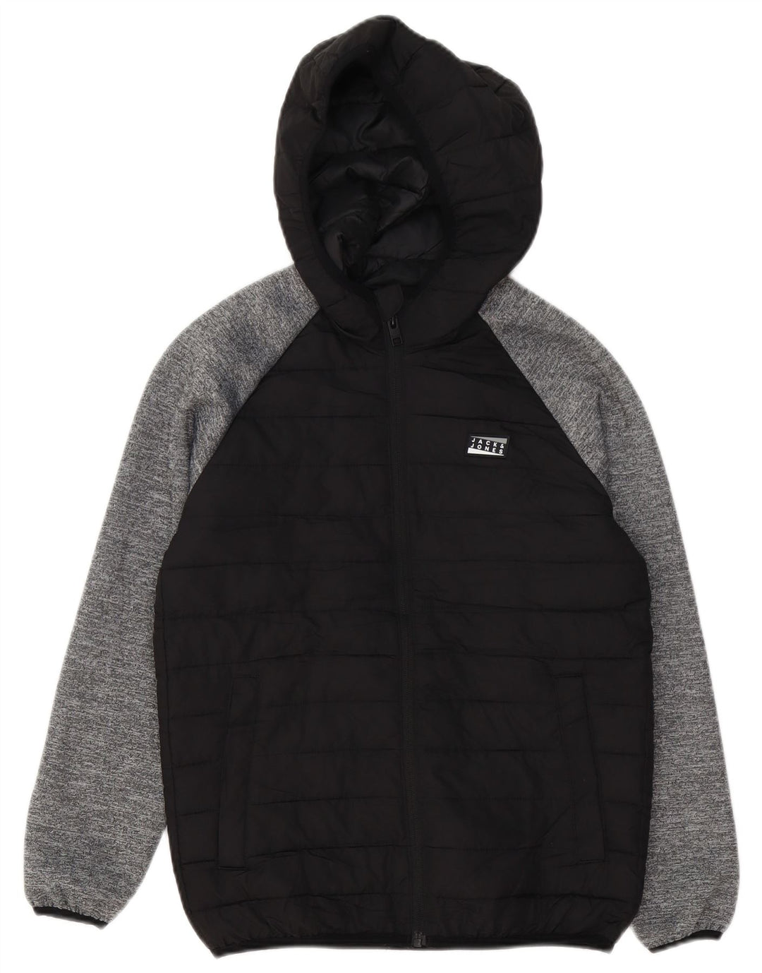 Jaqueta acolchoada com capuz para meninos Jack & Jones 11-12 anos preto colorblock