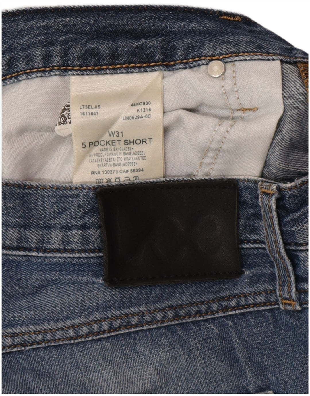 Shorts jeans curtos Lee masculino com 5 bolsos W31 algodão azul médio