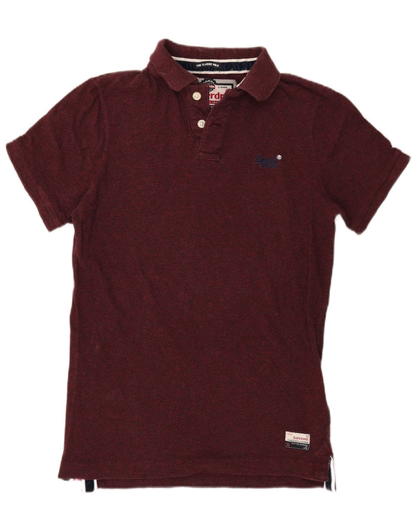 Camisa polo masculina Superdry XL Borgonha manchada de algodão