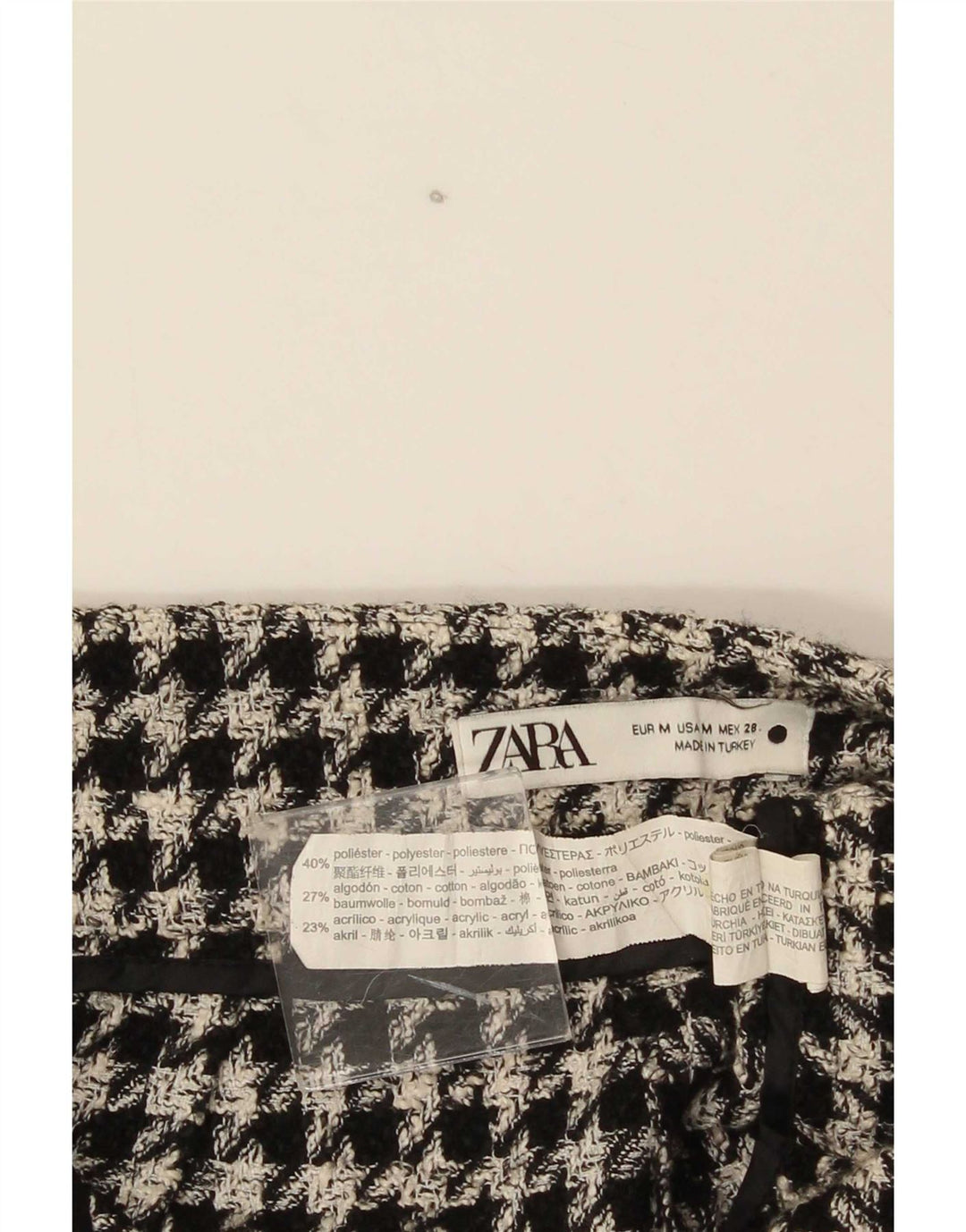 Zara Calça feminina casual de perna larga, médio W28 L26 cinza houndstooth
