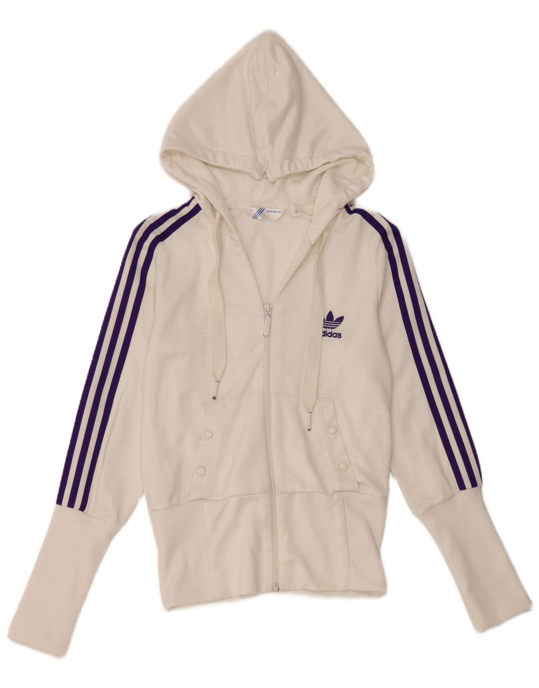 Adidas feminino zip moletom com capuz EU 36 pequeno poliéster branco