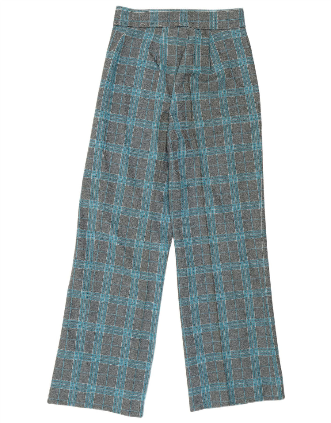 Calça feminina VINTAGE cintura alta perna larga casual W27 L29 xadrez cinza