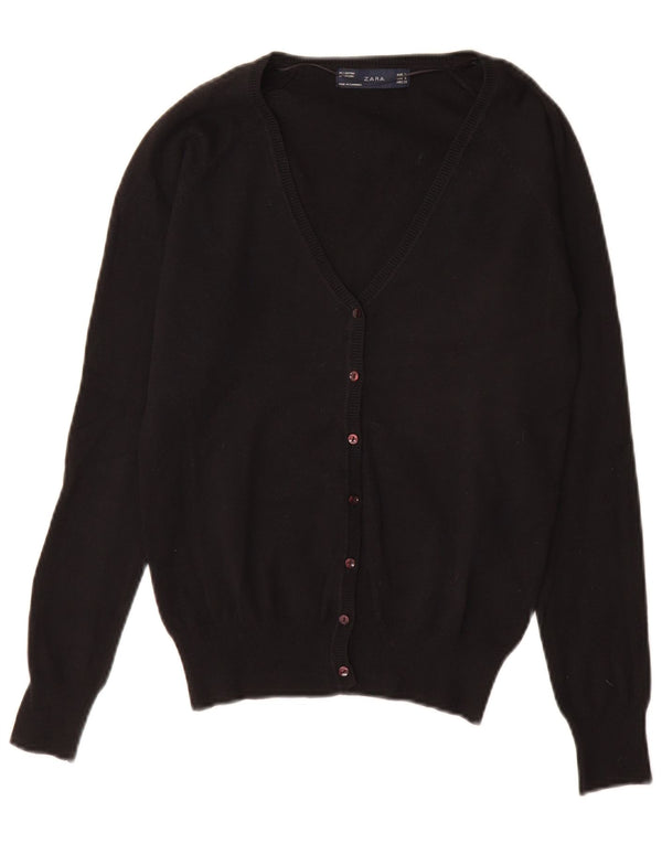 Suéter cardigã feminino Zara Reino Unido 10 pequeno algodão preto