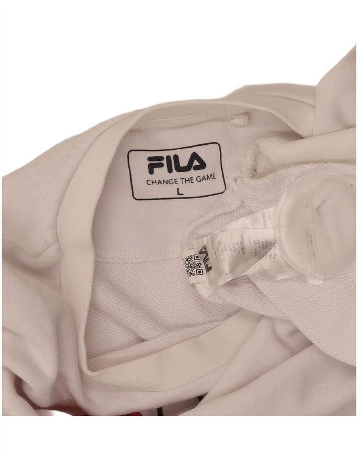 FILA moletom gráfico masculino jumper grande algodão branco