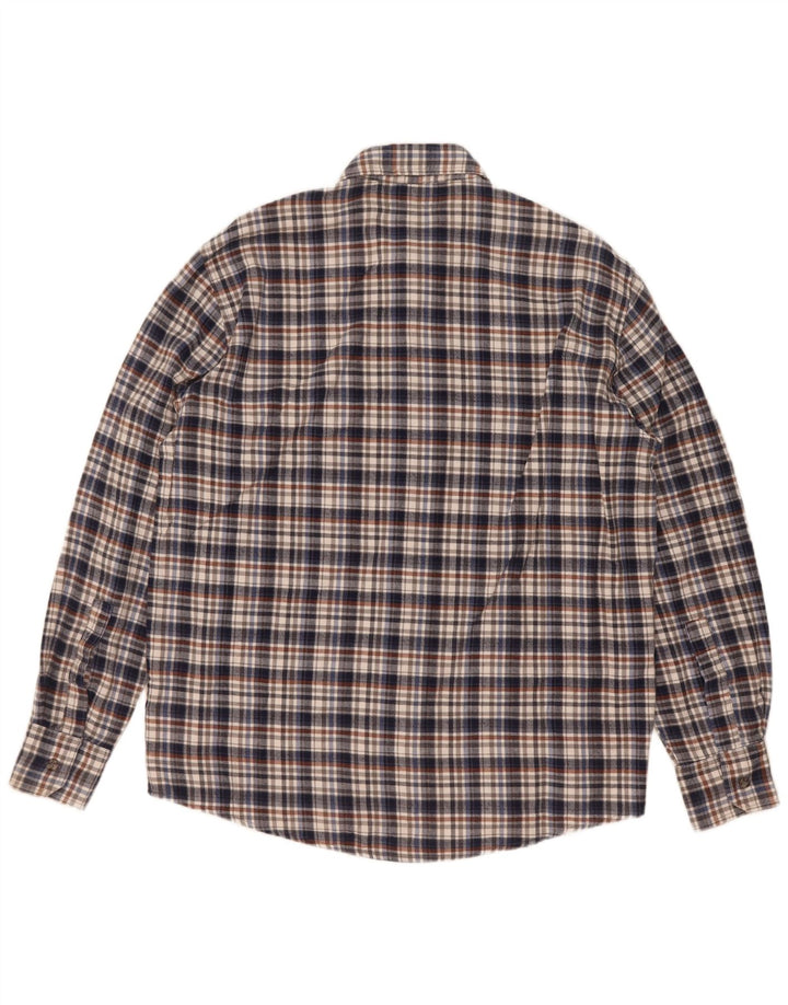 Camisa masculina de flanela Sea Barrier médio algodão xadrez azul marinho