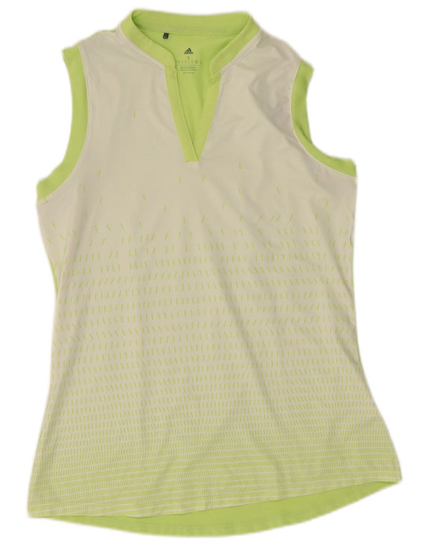 Adidas Womens Vest Top UK 10 Pequeno Verde Listrado