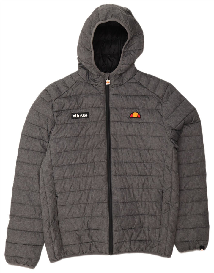 Jaqueta masculina acolchoada com capuz Ellesse UK 40 grande cinza poliamida