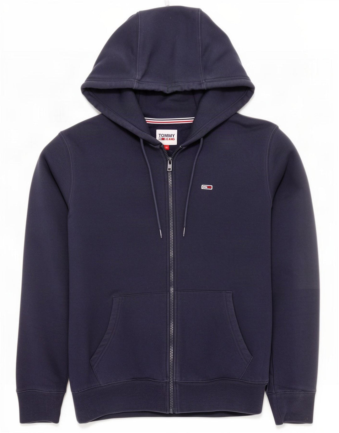 Tommy Hilfiger Suéter masculino com capuz e zíper médio algodão azul marinho