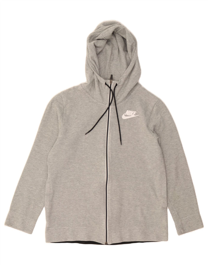 NIKE Womens Oversized Zip Hoodie Sweater UK 6 XS Grey Cotton Vintage Nike and Second-Hand Nike from Messina Hembry 