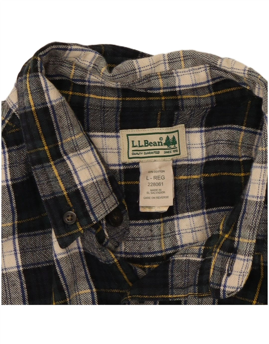 Camisa masculina de flanela L.L.BEAN grande algodão xadrez azul marinho