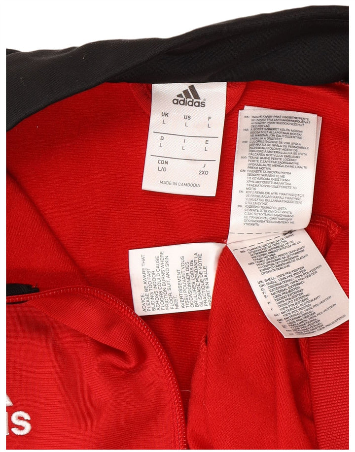 Adidas Mens Graphic Tracksuit Top Jaqueta Grande Poliéster Colorblock Vermelho