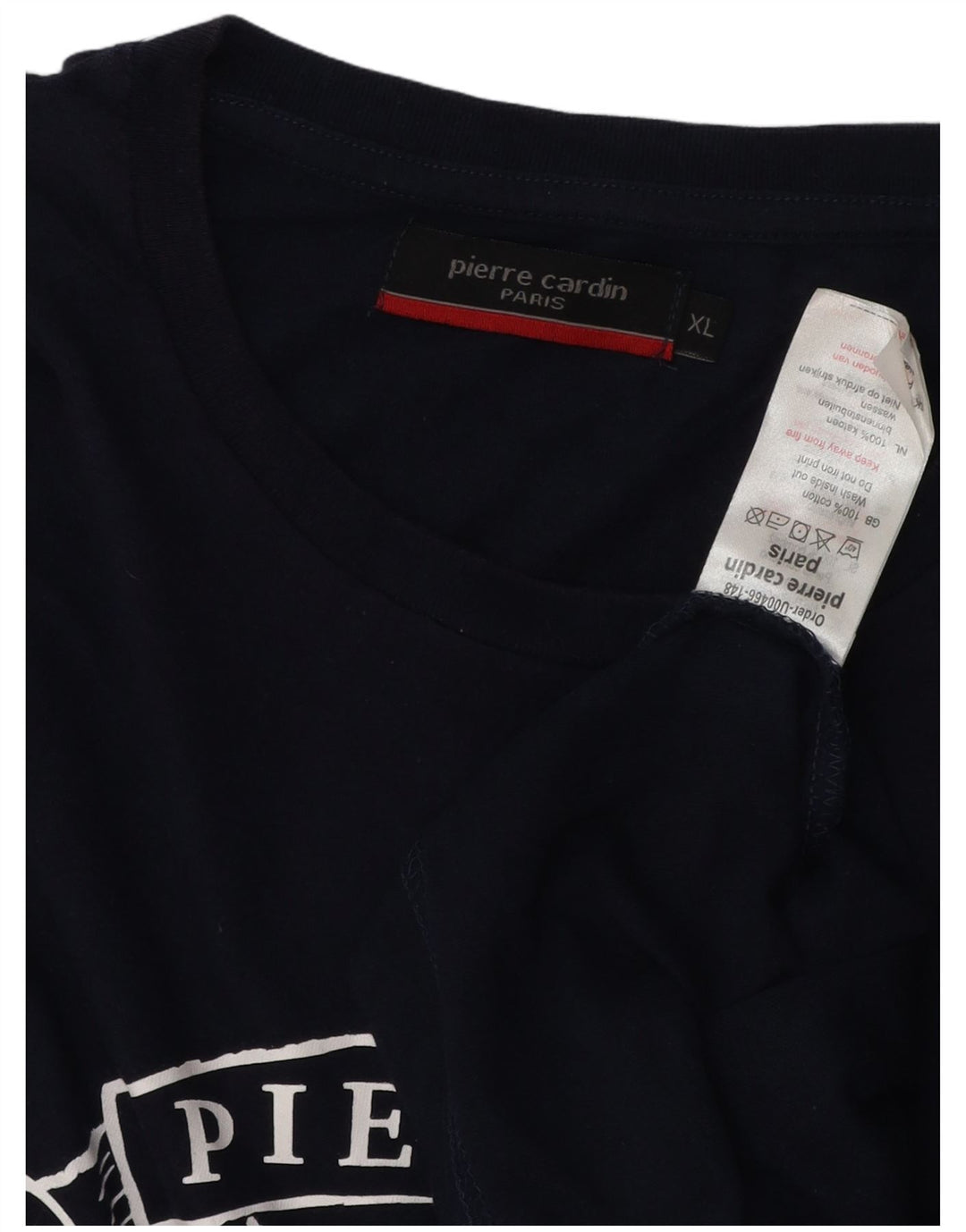 PIERRE CARDIN Camiseta gráfica masculina Top XL azul marinho algodão