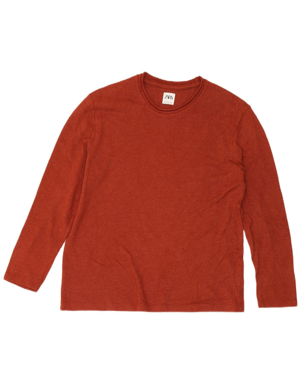 Zara Top masculino manga comprida grande algodão vermelho