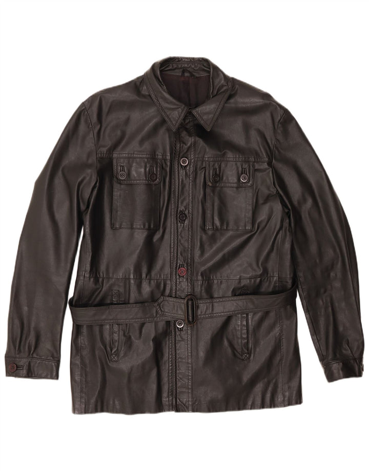 Jaqueta de couro feminina VINTAGE Reino Unido 16 grande couro preto