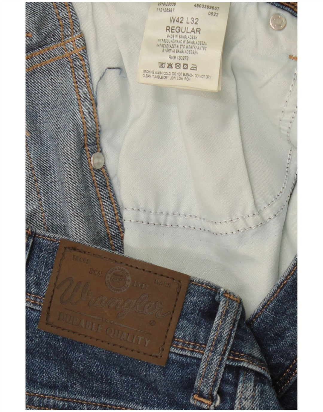 WRANGLER Masculino Regular Fit Cropped Straight Jeans W42 L26 Algodão Azul