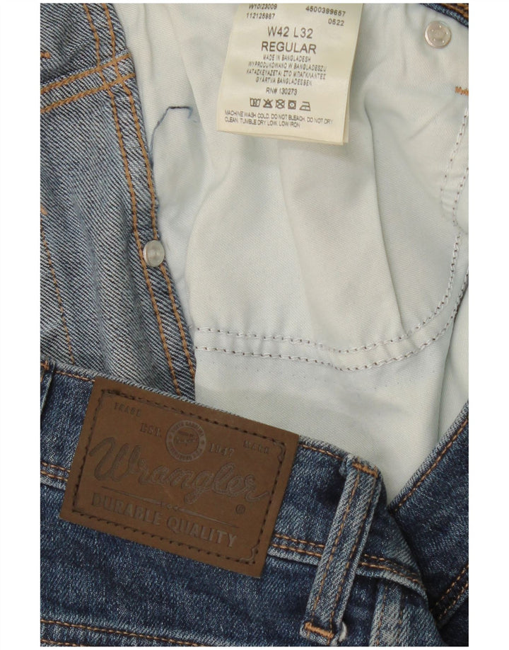 WRANGLER Masculino Regular Fit Cropped Straight Jeans W42 L26 Algodão Azul