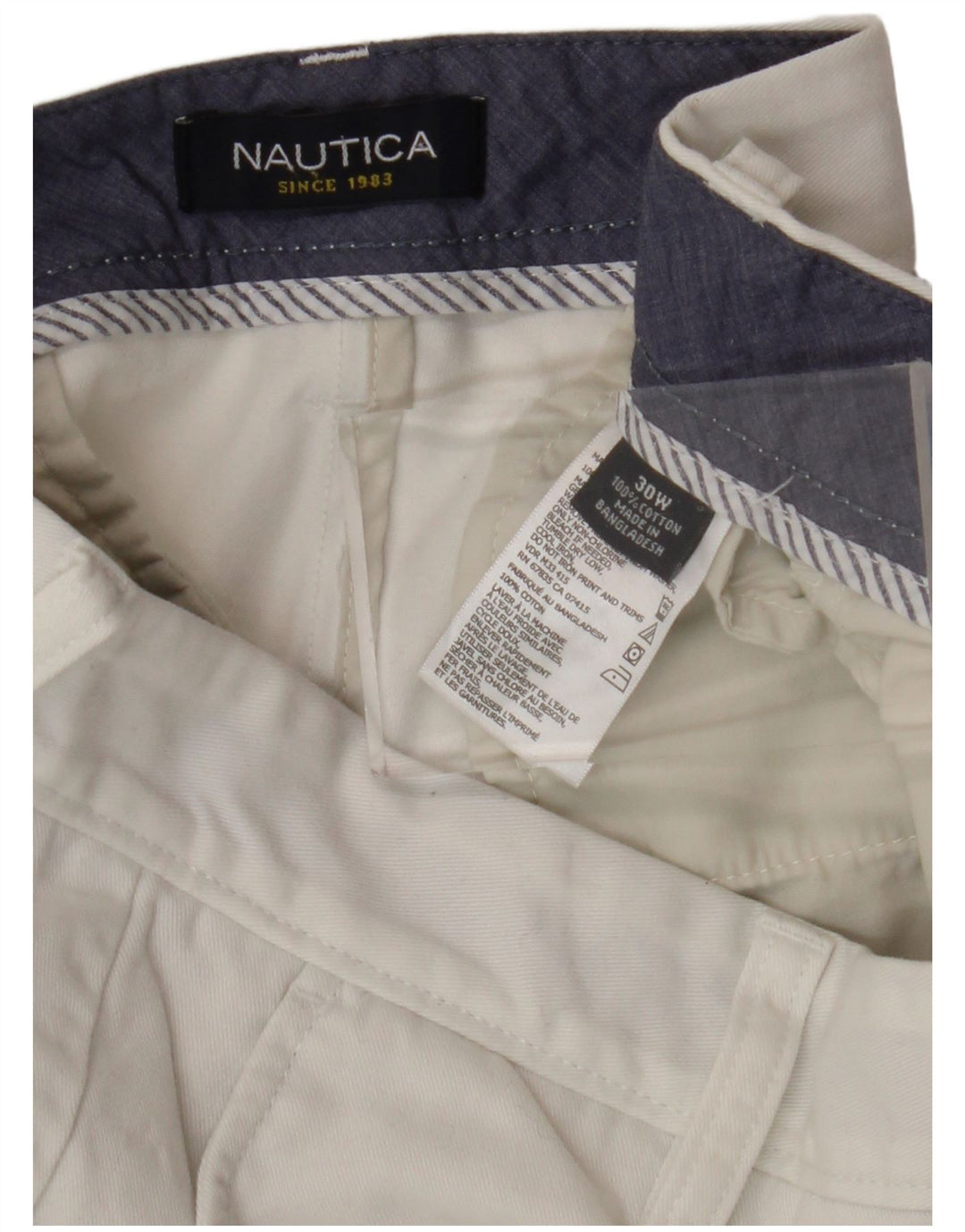 NAUTICA Mens Chino Shorts W30 Médio Algodão Branco