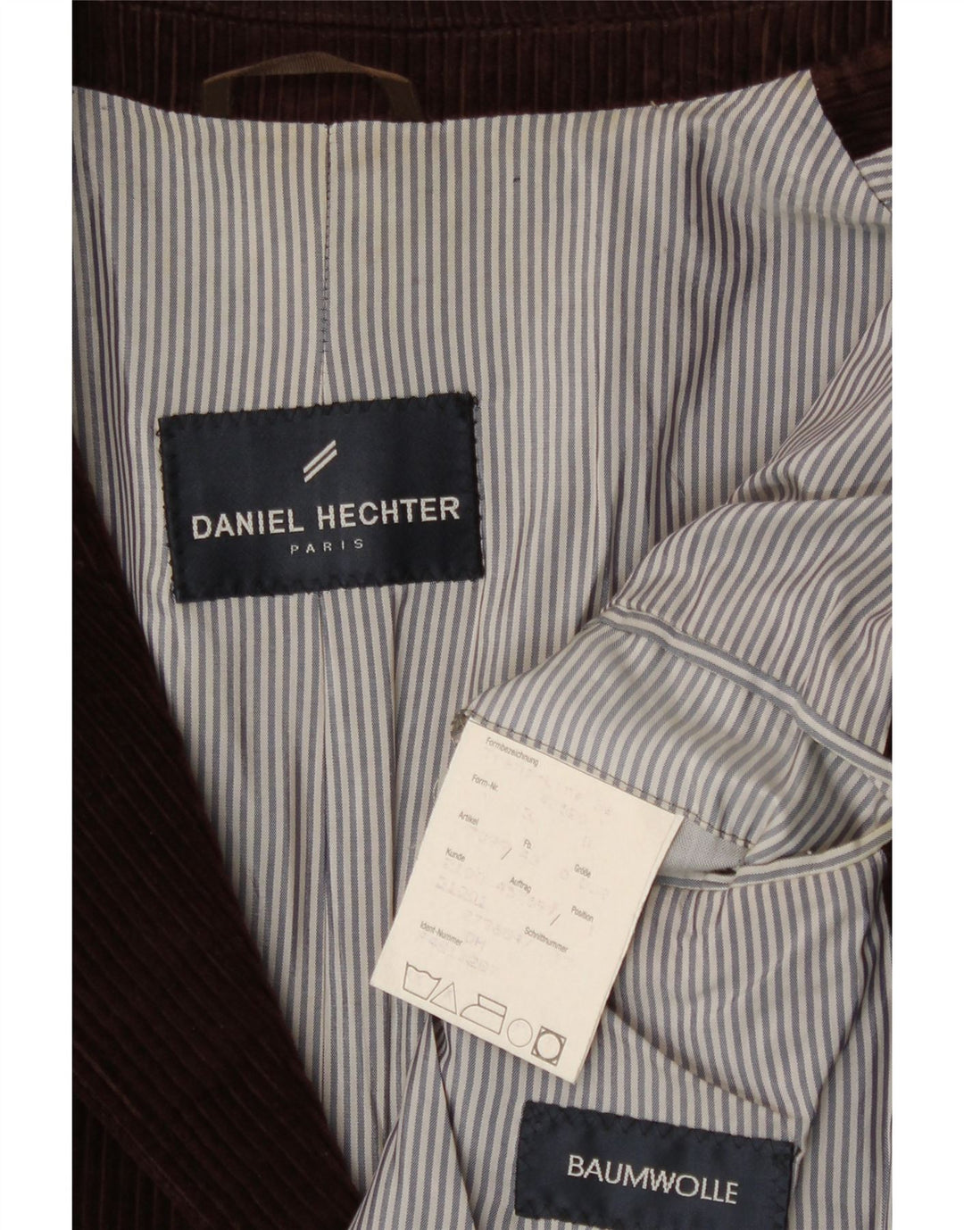 Jaqueta blazer masculina de veludo cotelê Daniel Hechter com 3 botões EU 52 XL algodão marrom