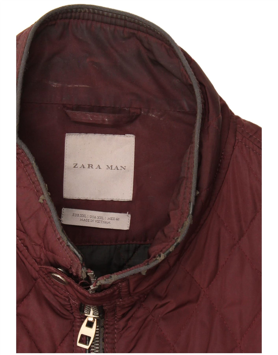 Jaqueta acolchoada masculina Zara Reino Unido 44 2XL Borgonha