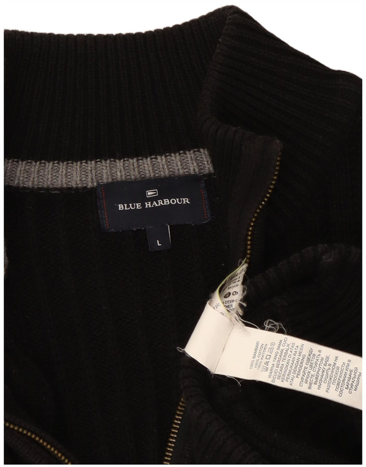 Suéter masculino Marks & Spencer Blue Harbor Cardigan grande algodão preto