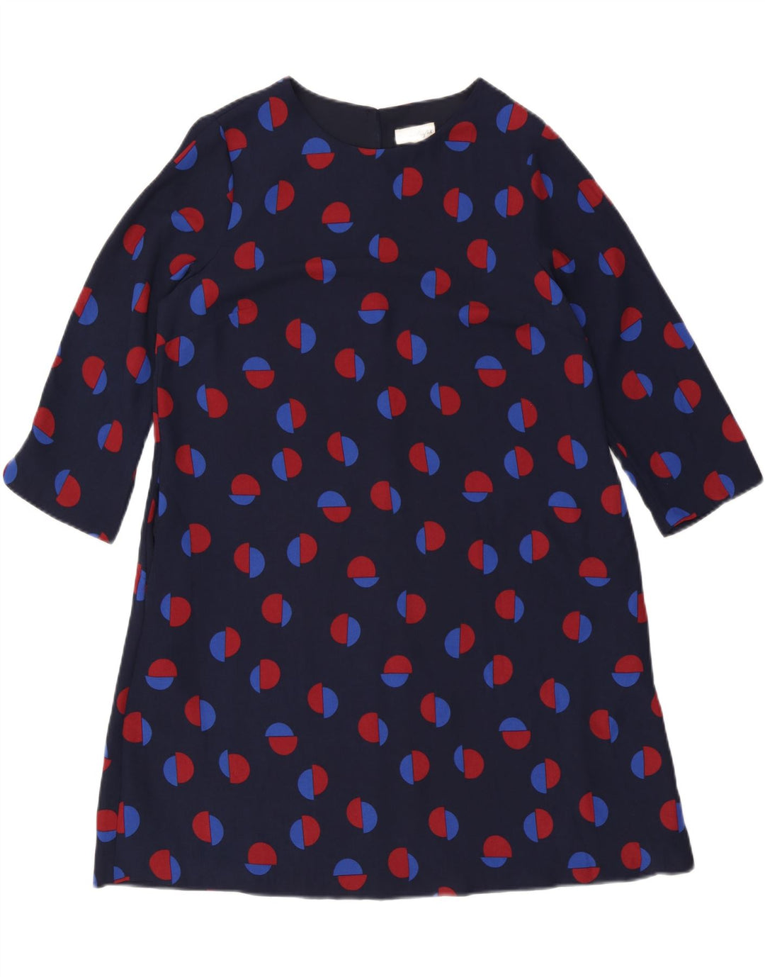 Vestido feminino Phase Eight manga 3/4 Reino Unido 14 grande azul marinho manchado