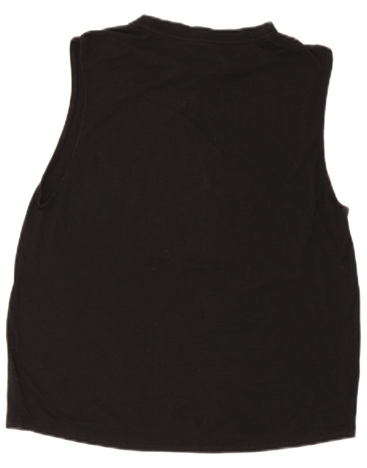 ADIDAS Womens Graphic Vest Top UK 12/14 Médio Preto Poliéster
