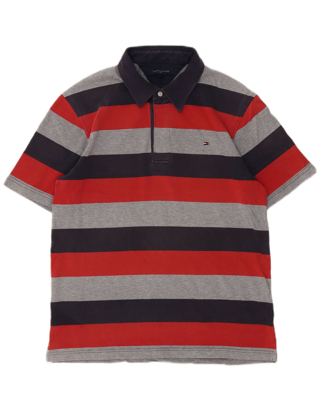 Camisa polo masculina Tommy Hilfiger grande algodão listrado multicolorido