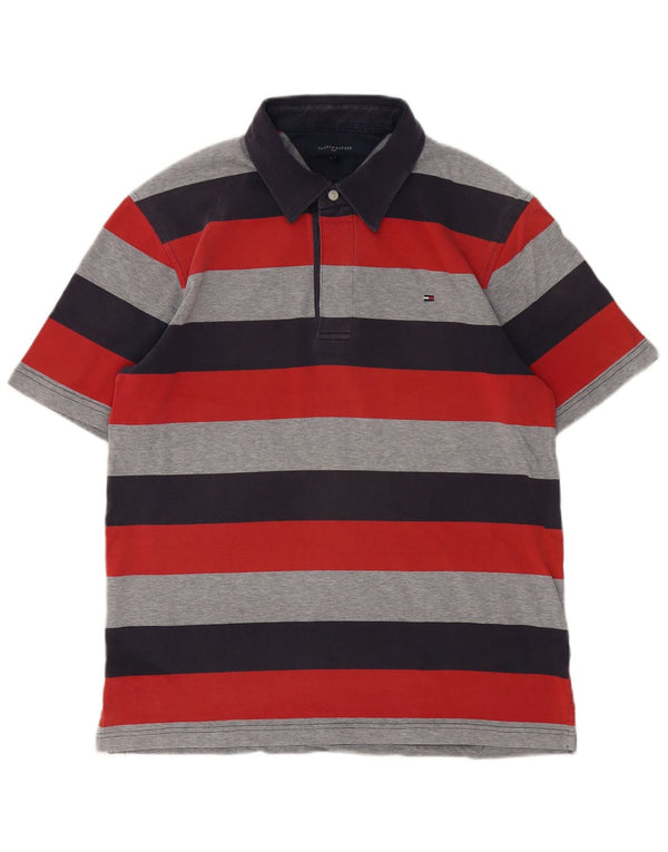 Camisa polo masculina Tommy Hilfiger grande algodão listrado multicolorido