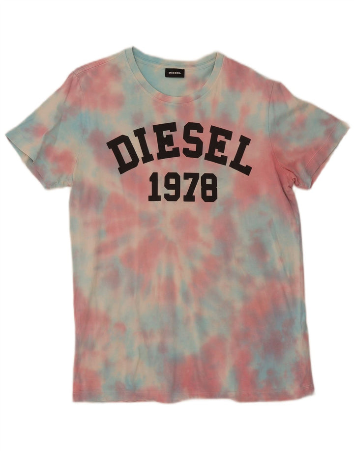 Diesel Camiseta masculina gráfica Top Médio Multicolorido Tie Dye Algodão