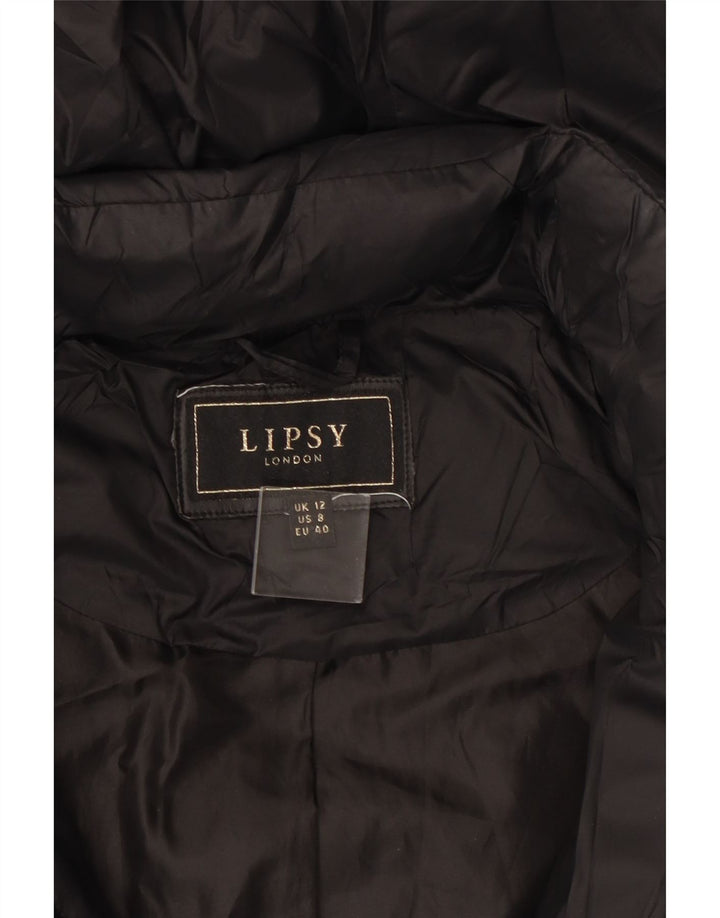 Casaco acolchoado com capuz feminino Lipsy UK 12 médio preto poliamida