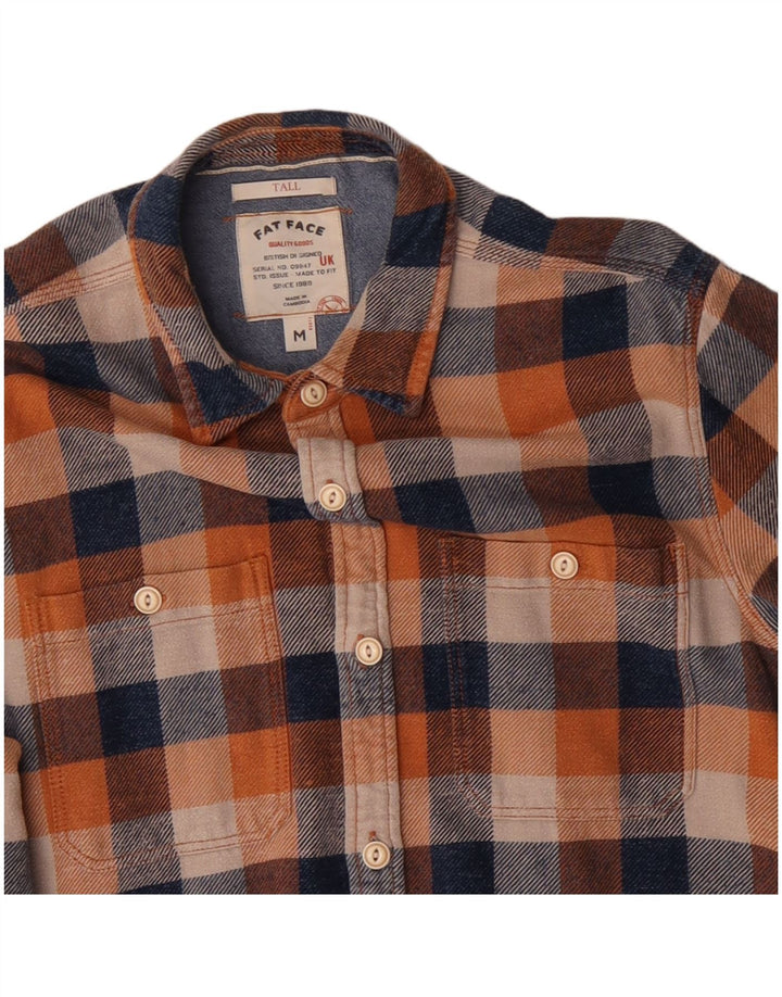 Camisa masculina de flanela alta FAT FACE de algodão xadrez multicolorido médio
