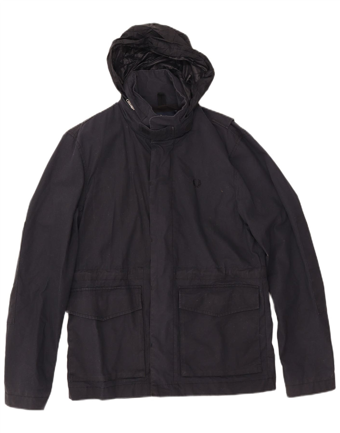 Jaqueta corta-vento masculina FRED PERRY com capuz Reino Unido 36 algodão azul marinho pequeno