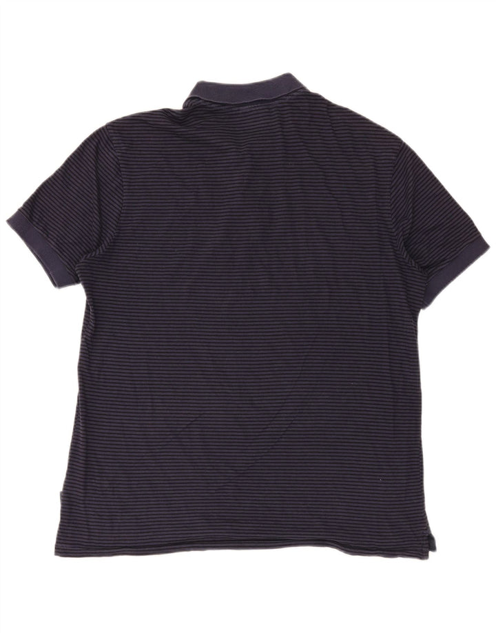 Camisa polo masculina Paul Smith grande algodão listrado azul marinho