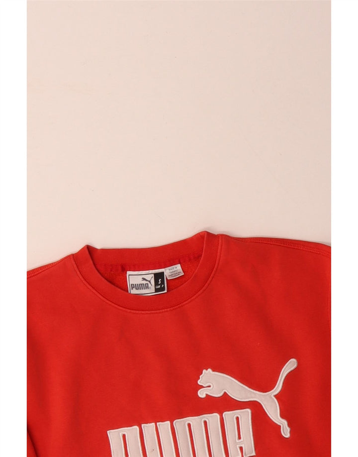 PUMA Mens Graphic Moletom Jumper Pequeno Algodão Laranja