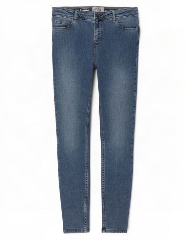 Calça jeans feminina Fat Face Jegging skinny UK 12 médio W30 L30 algodão azul