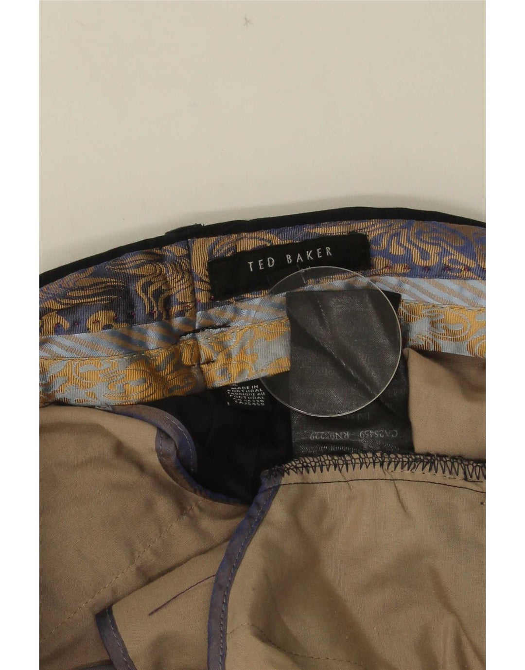 Calça masculina de terno reto Ted Baker W34 L30 algodão preto