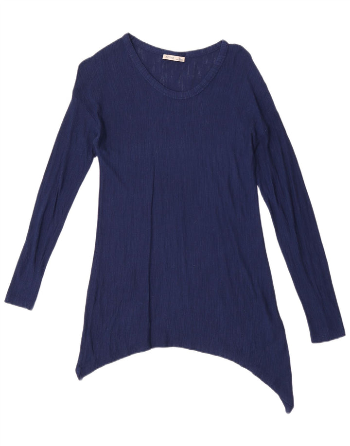 Top túnica assimétrica feminina Zara Reino Unido 10 viscose azul pequena